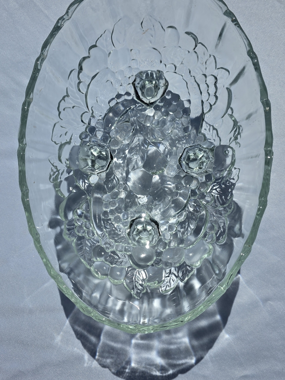 Vintage Indiana Glass Harvest Grape Large Oval Footed Fruit Bowl - Clear